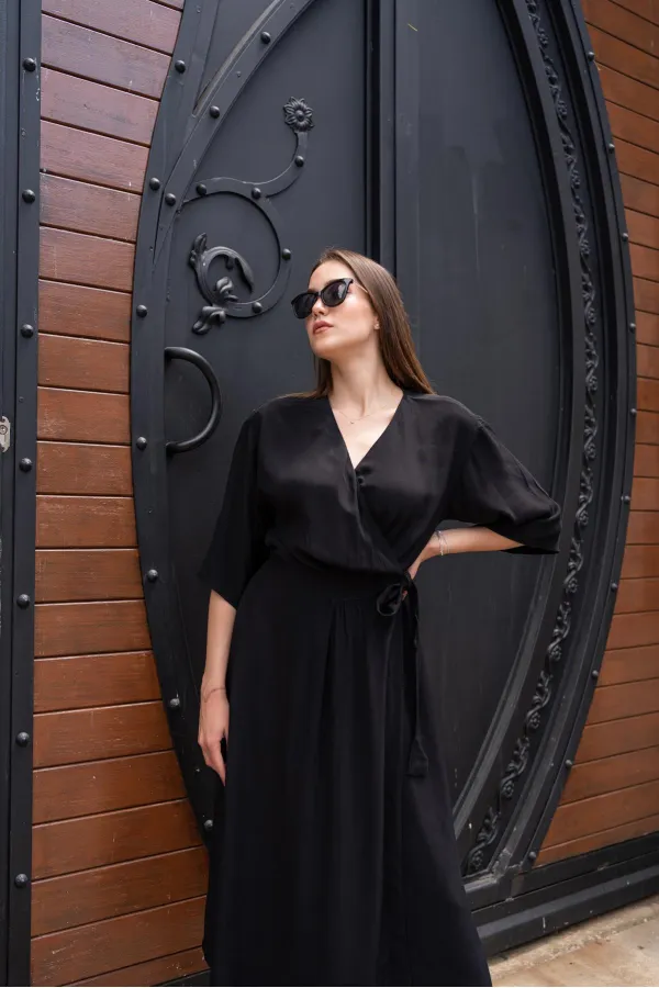 Belted Half Sleeve Dress