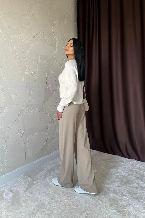 Pull en tricot perlé zigzag