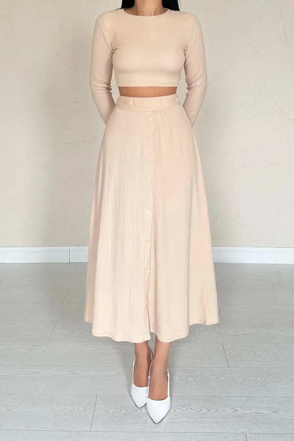 Corduroy Blouse & Skirt Set