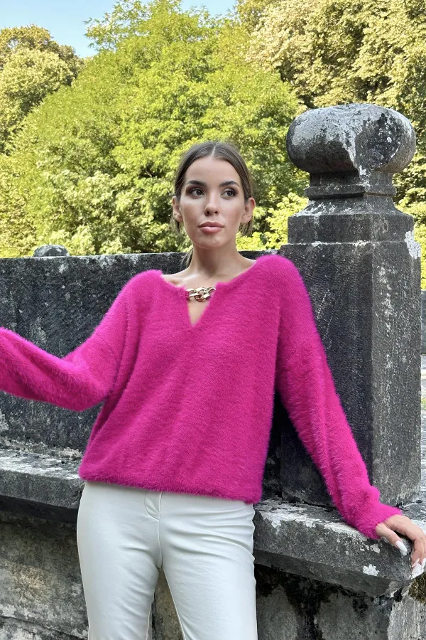 Pull en tricot à col chaîne