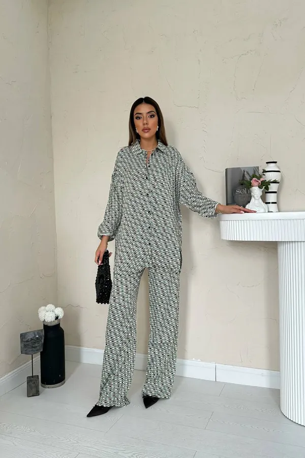 Digitally Patterned Shirt and Trouser Set