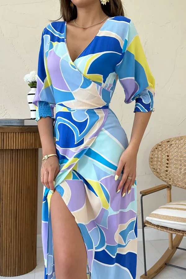 Patterned Slit Dress