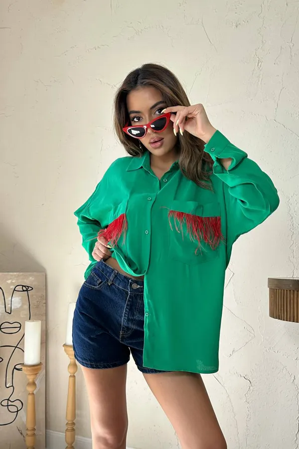 Cepli Püsküllü Gömlek