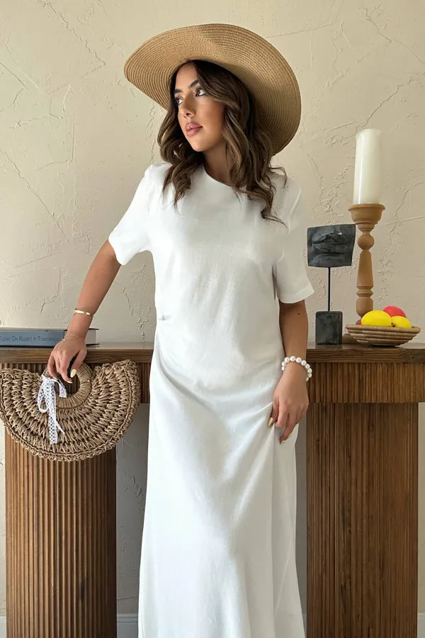 Pleated Crew Neck Dress