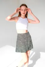 Fitilli Süper Crop Halter Yaka Örme Atlet