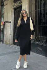 Robe en maille ample à col montant et fermeture éclair