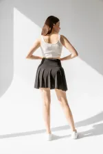 Yüksek Bel Cepli Şort Etek