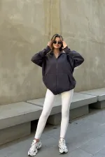 Zip-up Brushed Oversize Sweatshirt