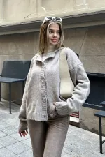 Düğmeli Polo Yaka Triko Hırka