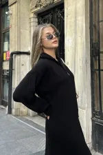 Robe en maille ample à col montant et fermeture éclair