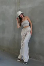 Linen Blend Loose Fit Trousers