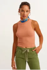 Débardeur côtelé à col halter