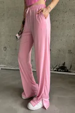 High-Waisted Sweatpants with Slits and Lycra
