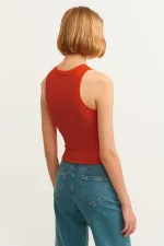 Fitilli Halter Yaka Örme Atlet