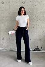 Yırtmaçlı Likralı Yüksek Bel Eşofman Altı