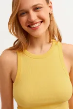 Débardeur côtelé à col halter