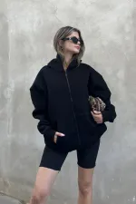 Sweat-shirt oversize zippé en maille brossée