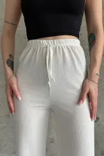 Pantalon taille haute en tissu gant élastiqué