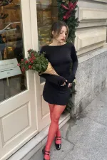 Sırt Dekolteli Mini Elbise