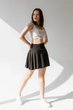 Yüksek Bel Cepli Şort Etek