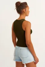 Débardeur côtelé à col halter