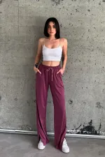 High-Waisted Sweatpants with Slits and Lycra