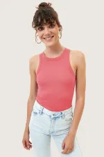 Fitilli Halter Yaka Örme Atlet