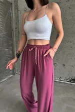 High-Waisted Sweatpants with Slits and Lycra