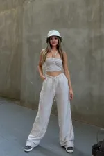 Linen Blend Loose Fit Trousers