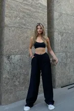 Linen Blend Loose Fit Trousers