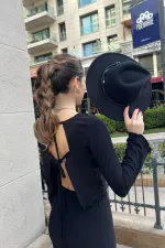 Crepe Fabric Pleated Set with Back Detail