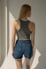 Ribbed Halter Neck Knitted Tank Top