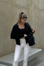 Hooded Zip-Up Crop Sweatshirt