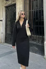 Robe en maille ample à col montant et fermeture éclair