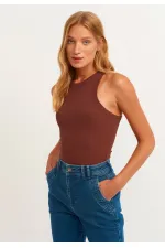 Ribbed Halter Neck Knitted Tank Top