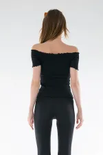 Örme Carmen Yaka Crop Bluz