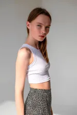 Fitilli Süper Crop Halter Yaka Örme Atlet