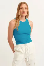 Fitilli Halter Yaka Örme Atlet