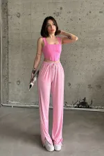 High-Waisted Sweatpants with Slits and Lycra