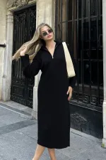 Robe en maille ample à col montant et fermeture éclair