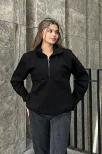 Oversize Sweatshirt with Zipper Detail