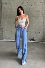 Slit-trim Lycra High-Waisted Sweatpants