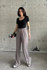 Yırtmaçlı Likralı Yüksek Bel Eşofman Altı