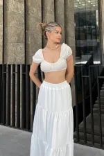 Pleated Layered Maxi Skirt