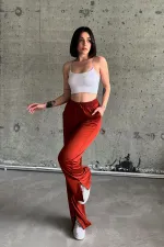 Yırtmaçlı Likralı Yüksek Bel Eşofman Altı