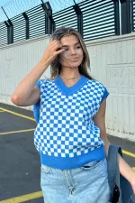 Plaid Pattern V-Neck Sweater