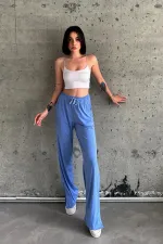 Slit-trim Lycra High-Waisted Sweatpants