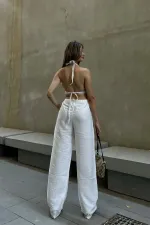 Linen Blend Loose Fit Trousers