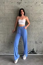 Slit-trim Lycra High-Waisted Sweatpants