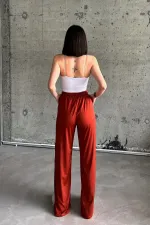 Yırtmaçlı Likralı Yüksek Bel Eşofman Altı